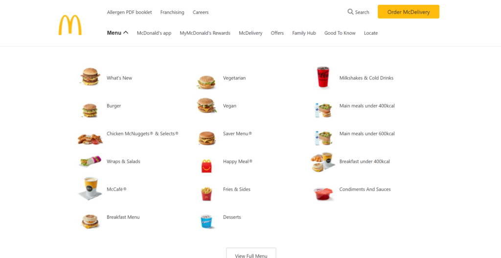 McDonald Desktop Menu