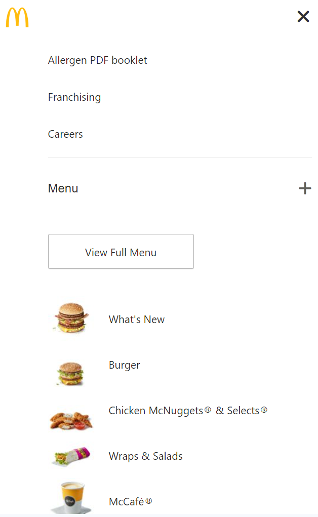 McDonald Mobile Menu