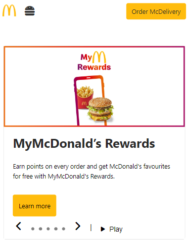 McDonald website Carousel 